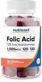 Nutricost Folic Acid Gummies - 120 Vegan Gummies, 1mg Folic Acid Per Serving
