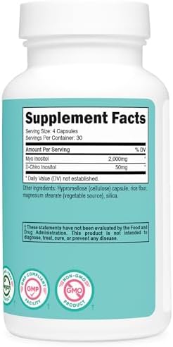 Nutricost Myo-Inositol & D-Chiro Inositol - 120 Capsules | Hormone Balance for Women