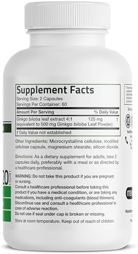 Bronson Ginkgo Biloba Extra Strength Brain Function & Memory Support Vegetarian Capsules (120 Count)