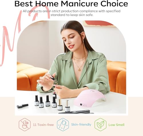 Modelones 32-Piece Gel Nail Polish Kit - 28 Rainbow Colors with Glossy & Matte Top Coats