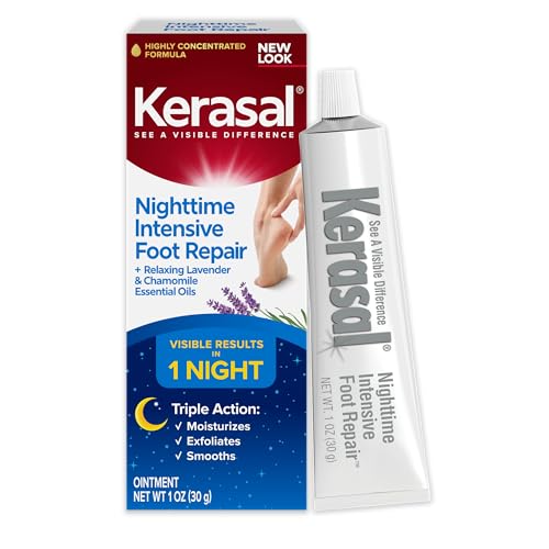 Kerasal Nighttime Intensive Foot Repair – Skin Healing Ointment for Cracked Heels & Dry Feet (1 oz)
