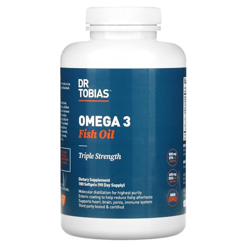 Dr. Tobias Omega 3 Fish Oil - Triple Strength - 180 Softgels | Heart & Brain Support