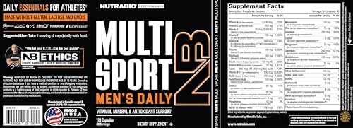 NutraBio Men's Multi Sport Formula: Fuel Your Performance (120 V-Caps)