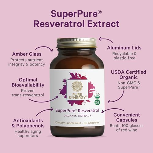 PURE SYNERGY Super Pure Resveratrol Extract | Organic Trans-Resveratrol for Healthy Aging