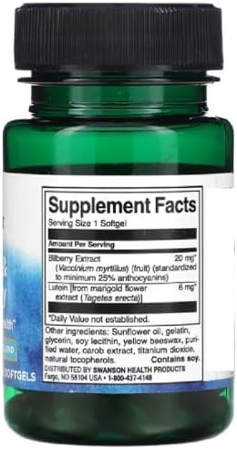 Swanson Lutein & Bilberry Eye Support - 60 Softgels
