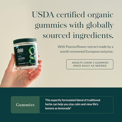 Gaia Herbs Organic Relax Gummies - Stress Relief & Sleep Support (45 Gummies)