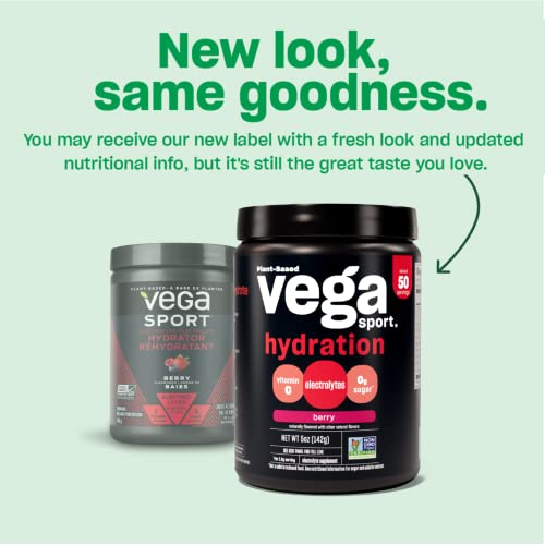 Vega Sport Hydration Electrolyte Powder - Lemonade Flavor, 50 Servings, Vegan Keto Recovery Drink