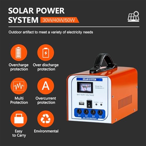 Solar Camping Power System - 12V 4 Bulbs with Mobile Charger