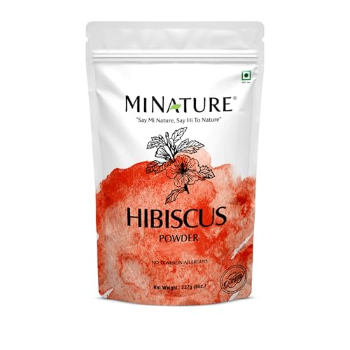USDA Certified Organic Hibiscus Powder - 100% Pure & Natural for Hair, Skin & Health - 8 Oz (227g) - Resealable Ziplock Pouch