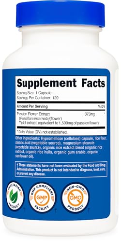 Nutricost Passion Flower Extract 120 Capsules - Natural Sleep Support, Glue-Free, Non-GMO