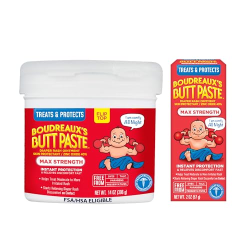 Boudreaux's Butt Paste Maximum Strength Diaper Rash Cream - 2 oz Tube & 14 oz Jar