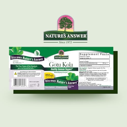 Nature's Answer Gotu Kola Extract - 950mg, 90 Vegetarian Capsules