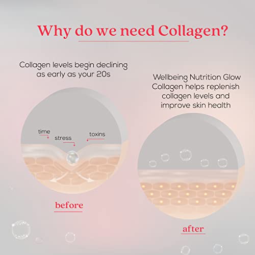 Wellbeing Nutrition Glow Korean Marine Collagen Peptides with Glutathione, Resveratrol, Bromelain & Goji Berry - Tropical Bliss 250g