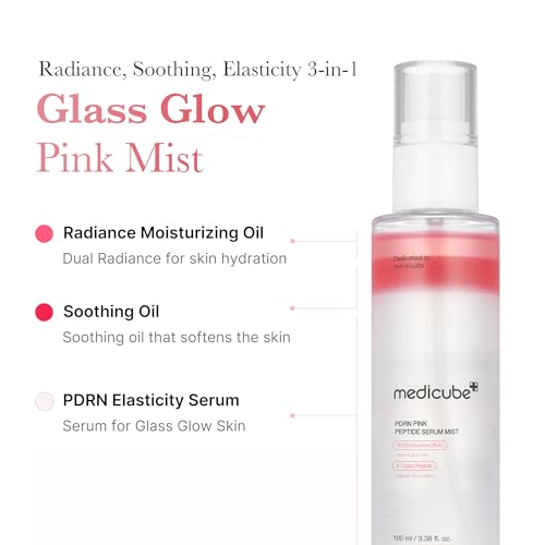 medicube PDRN Pink Peptide Spray Serum | Pink Glass Glow Serum Mist for Moisturizer, Soothing, Firming, and Uneven Skin Tone | Korean Skincare