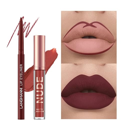 YOOJ® 12 Pcs Matte Liquid Lipstick & Lip Liner Set - Nude Lipsticks