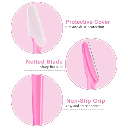 YelaJoy 12 Pcs Eyebrow Razors - Multipurpose Facial Hair Removal Tool with Safety Cover (Pink)