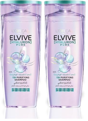 L'Oréal Paris Elvive Hyaluron Pure Shampoo for Oily Scalp & Dehydrated Lengths Pack of 2 (600ml EACH)