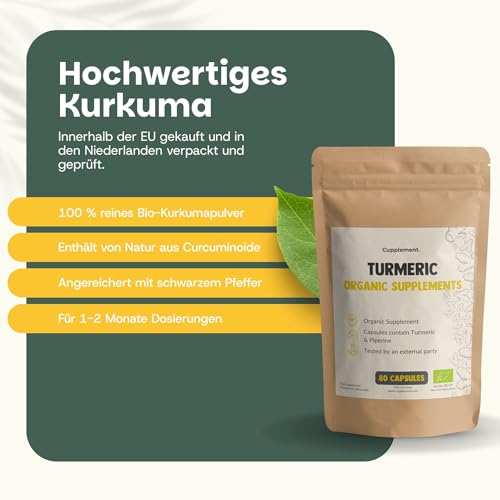Organic Turmeric Capsules with Black Pepper Piperine - 100 Capsules - Natural Anti-Inflammatory & Antioxidant Support