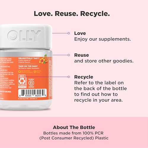 OLLY Heavenly Hair Gummies - Supports Healthy Hair Growth with Keratin, Biotin & Amla Grapefruit Flavor 60 Count