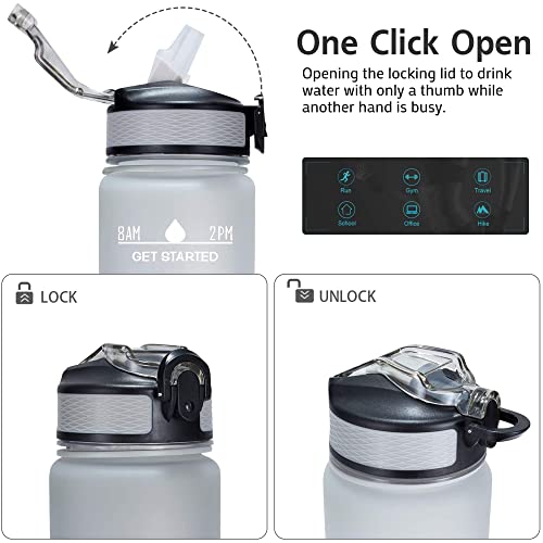 32oz Sports Water Bottle with Time Marker & Straw - Leak-Proof BPA-Free Motivational Hydration Bottle