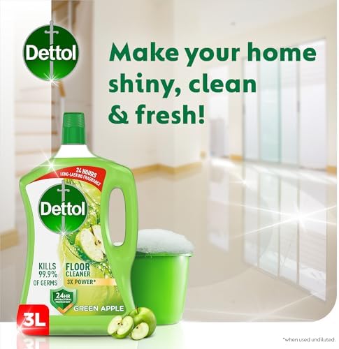 Dettol Power Floor Cleaner - Green Apple Scent (3L)