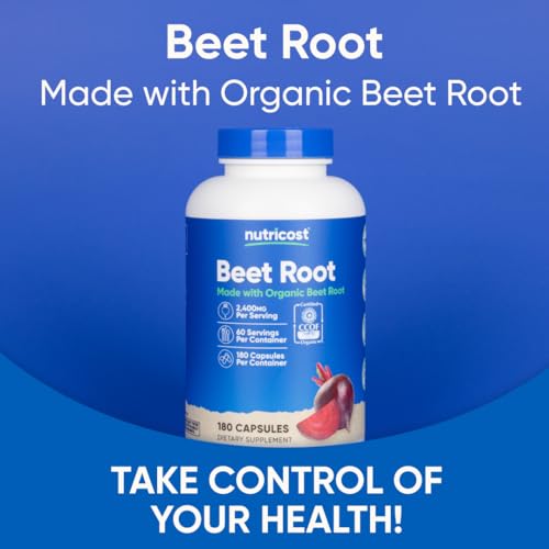 Nutricost Beet Root 2400mg, 180 Capsules - CCOF Certified Organic Superfood, 60 Servings