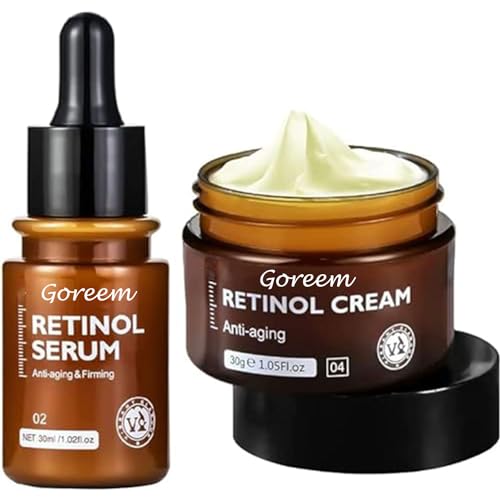 Goreem Retinol Face Cream & Serum Set - Anti-Aging, Firming, Moisturizing - 30g Cream & 30ml Serum