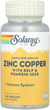 Solaray Zinc & Copper 100 Vegetarian Capsules - Synergistic Blend