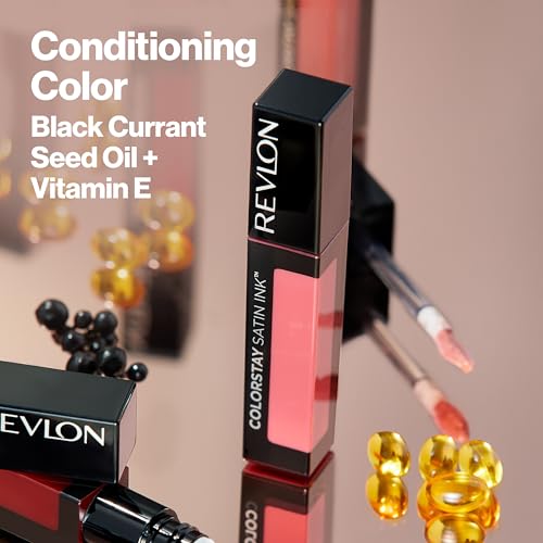 Revlon ColorStay Satin Ink Crown Jewels Lipstick 37 Majestic Rose, Lasting Liquid Lip