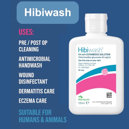 Hibiwash 125ml Antimicrobial Body Wash – Pre- & Post-Operative Cleanser with JJH Medical 5-Day Protocol Guide