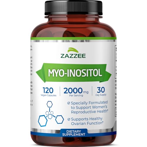 Zazzee Myo Inositol 120 Vegetarian Capsules - 2000mg for Hormonal Balance
