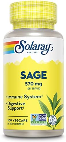 Solaray Organic Sage: 100 VegCaps for Digestive & Cognitive Support