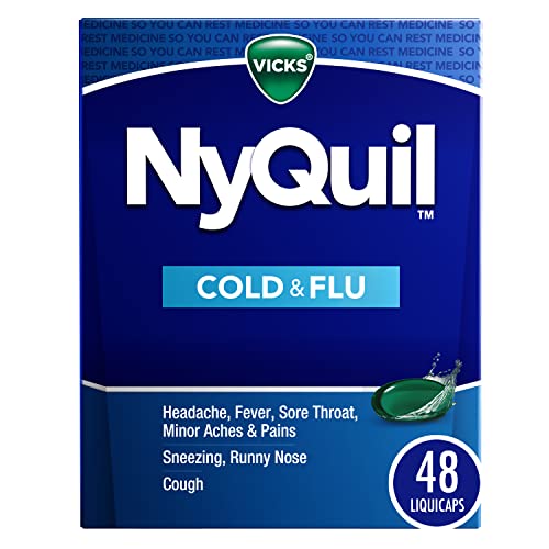 Vicks NyQuil Cold & Flu Relief LiquiCaps (48 Count) - Nighttime Multi-Symptom