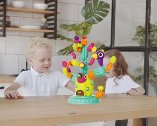Rainbow Stacking Cactus Toy - 59 Piece Montessori Learning Game for Toddlers (Ages 3+) 