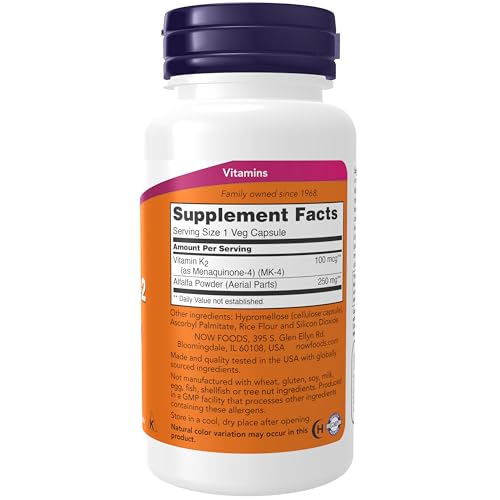 Now Foods Vitamin K-2 100 mcg - 100 Veg Capsules | Bone & Heart Health Support