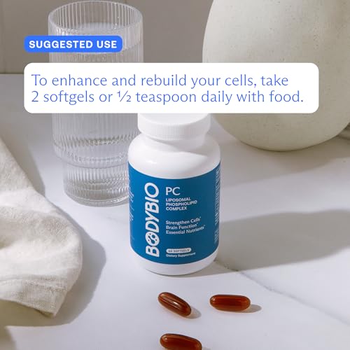BodyBio PC Phosphatidylcholine + Phospholipids - Liposomal for Brain & Cell Health - 60 Softgels