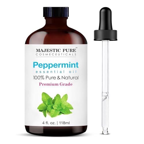 MAJESTIC PURE Peppermint Essential Oil 118ml - 100% Pure Natural Premium Grade for Hair Care, Diffusers, Skin, Aromatherapy & Massage