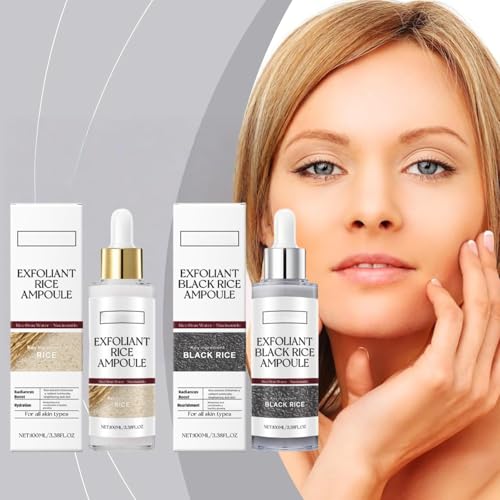 2 PCS Exfoliating Ampoule - Black & White Rice Duo for Glowing Skin | Brightening & Hydrating Peel