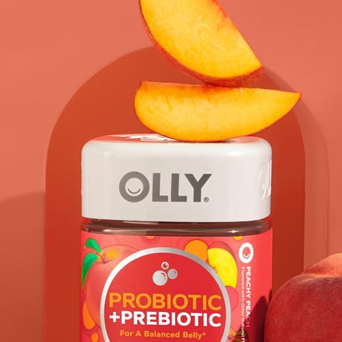 OLLY Probiotic & Prebiotic Gummies for Digestive Health | Non-GMO, Gluten-Free, 500 Million CFUs