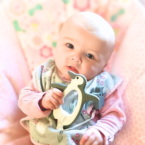Bickiepegs Peggie the Penguin Clip-On Sensory Teething Toy - BPA-Free Baby Teether for Front & Back Teeth