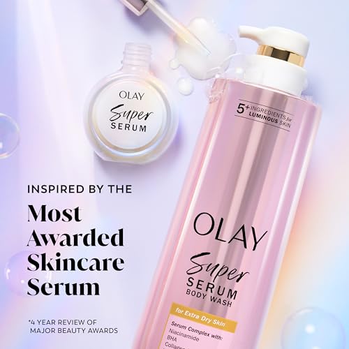 Olay Super Serum Body Wash for Extra Dry Skin - 24hr Hydration & Brightening - 18.5 fl oz