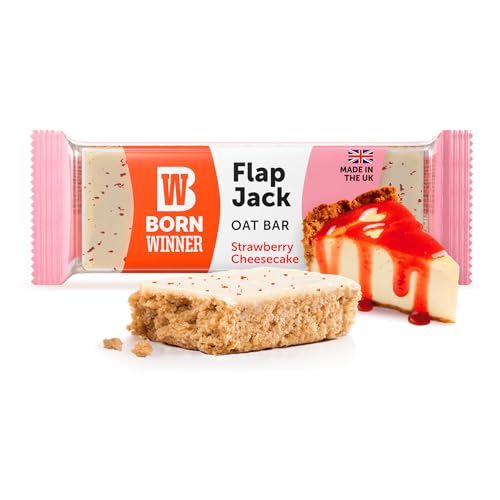 Born Winner Vegan Strawberry Cheesecake Flapjack - 12 x 100g Energy Boost