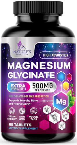 High Absorption Chelated Magnesium Glycinate 525mg - Vegan Capsules for Stress & Sleep (60 Count)