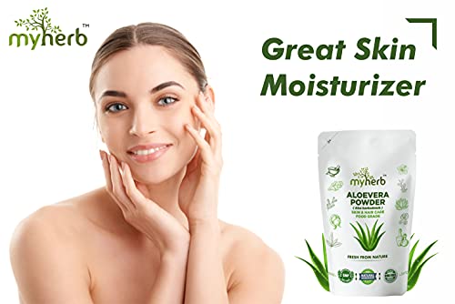 MYHERB 100% Pure Natural Organic Aloe Vera Powder - 227g for Skin, Hair & Food Grade Use