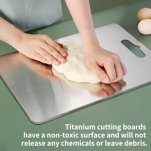 100% Pure Titanium Cutting Board – Dishwasher Safe, Double-Sided, 18.1 x 11.8 Inches for Kitchen Use
