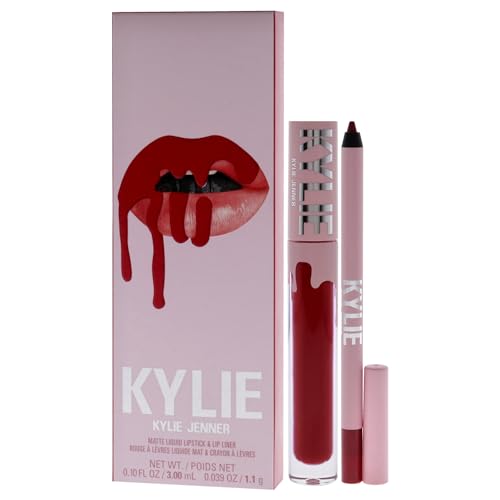 Kylie Cosmetics Matte Lip Kit - 402 Mary Jo K for Women - 2 Pc Set with Matte Liquid Lipstick & Lip Liner