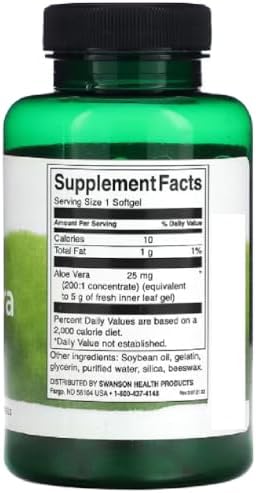 Swanson Aloe Vera 25mg - 100 Softgels for Digestive & Skin Health