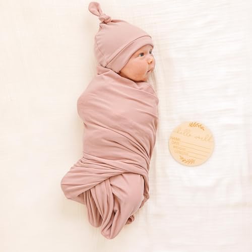 Soft & Skin-Friendly Baby Swaddle Blanket & Headband Set - Charming Pink