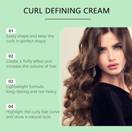 Curl Defining Cream for Natural Hair – Long-Lasting Hydration, Frizz Taming, Elasticity Boost with Argan Oil, Vitamin E & Keratin