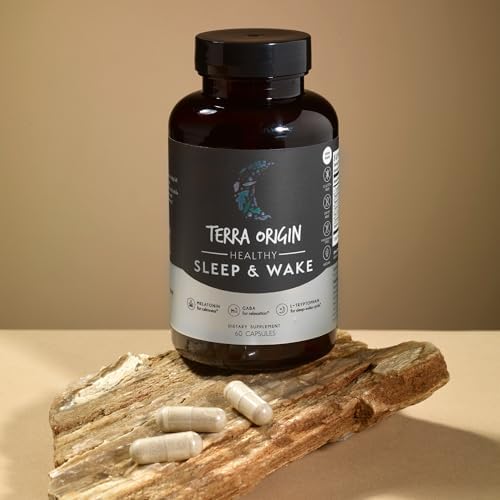 TERRA ORIGIN Sleep, GABA, Chamomile, Valerian, PassionFlower| Healthy Sleep & Wake. Restful Sleep and Awake Refreshed. Non-GMO, Vegan, Gluten Free | 5mg Melatonin, L-Tryptophan - 60 Capsules